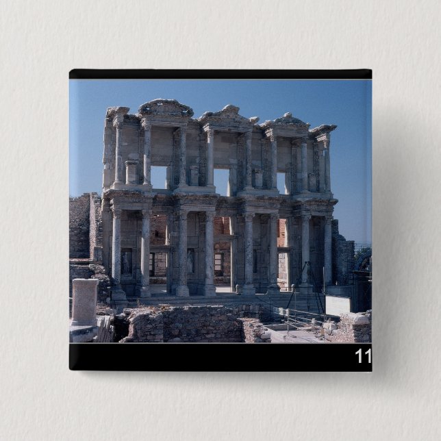 Celsus Library, built in AD 135 15 Cm Square Badge (Front)