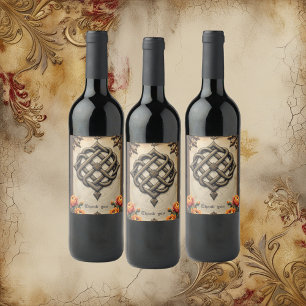 Celtic art and floral splendor in warm tones.  wine label