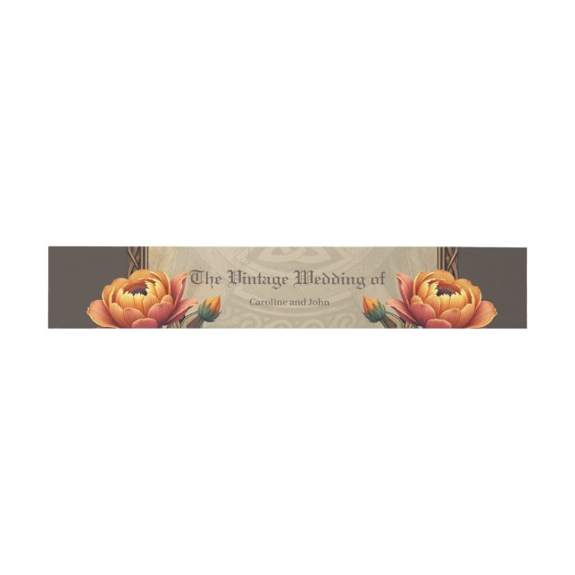 Celtic art and floral splendour in warm tones.  invitation belly band (Flat)
