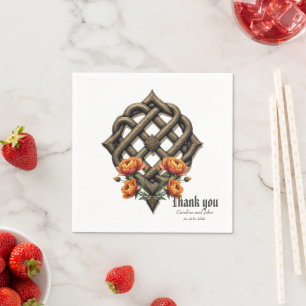 Celtic art and floral splendour in warm tones.  napkin