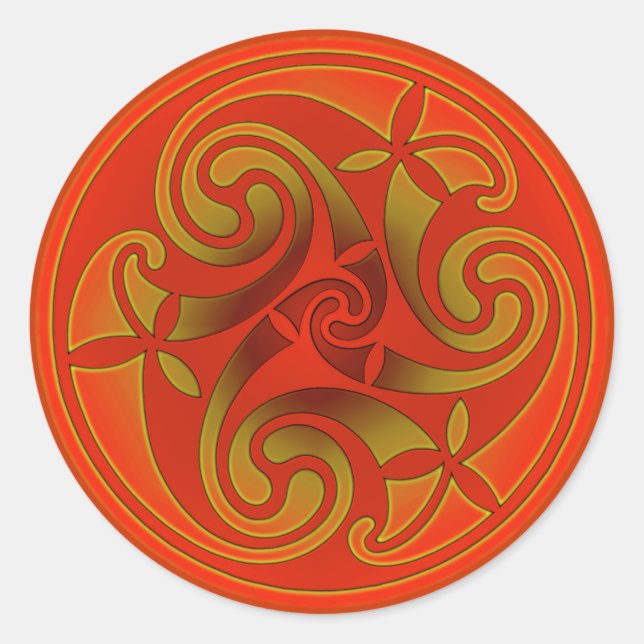 Celtic Art Spiral Design Classic Round Sticker (Front)