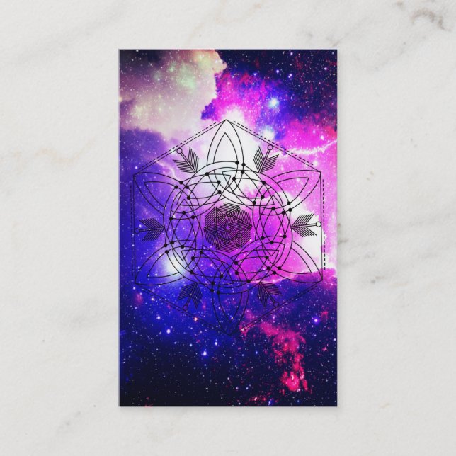 *~* Celtic Aztec Tribal Boho Galaxy Nebula Business Card (Front)