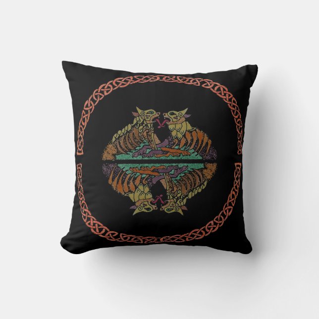 Celtic Beasts Throw Pillow (Front)