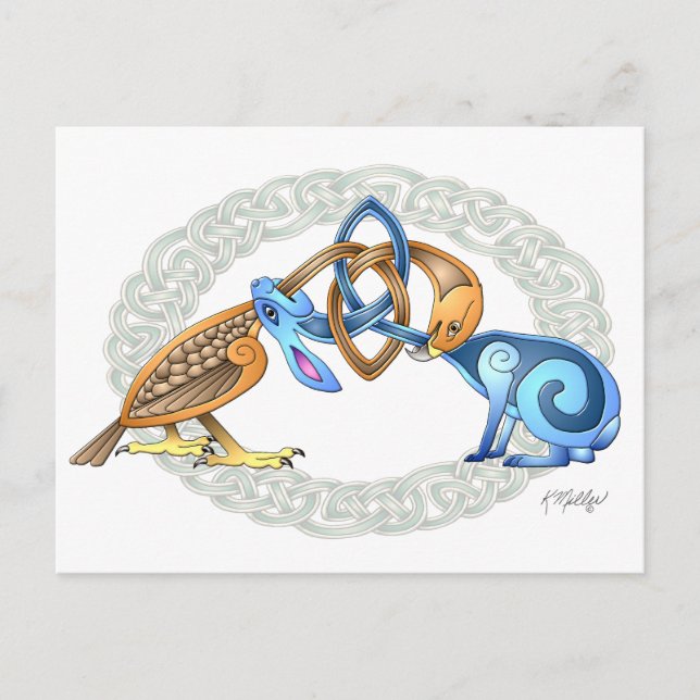 Celtic Bird and Rabbit with Frame Postcard (Front)