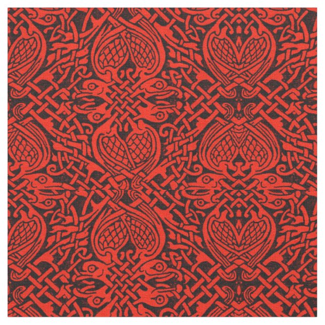 Celtic Bird Weave in Red Fabric (Close Up)