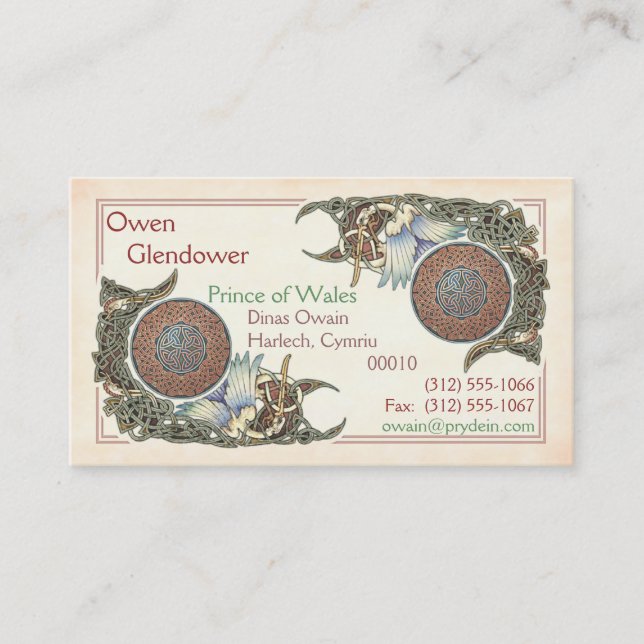 Celtic Birds Design Business Cards (Front)