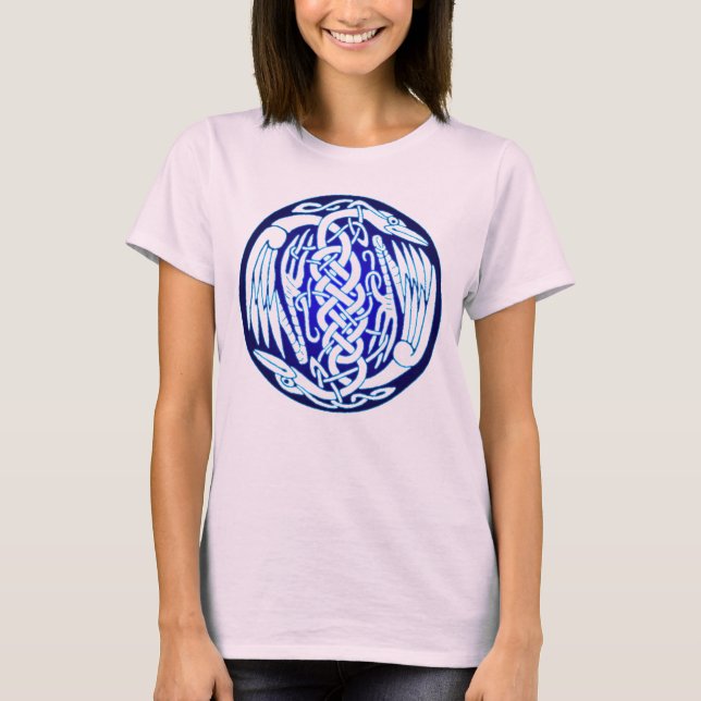 Celtic Birds of Peace (blue version) T-Shirt (Front)
