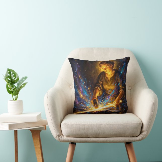 Celtic Blacksmith Goddess Forging Sword Fantasy Ar Cushion (Chair)