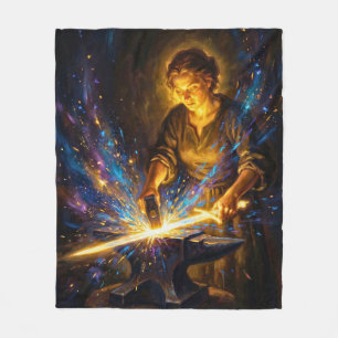 Celtic Blacksmith Goddess Forging Sword Fantasy Ar Fleece Blanket