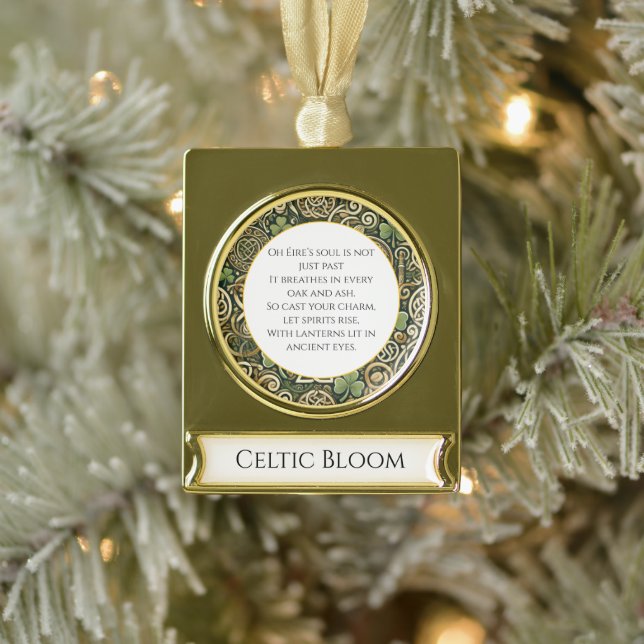 Celtic Bloom Gold Plated Banner Ornament (Tree)