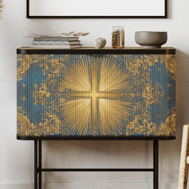 Celtic Blue and Gold Cross Tissue Paper (Creator Uploaded)