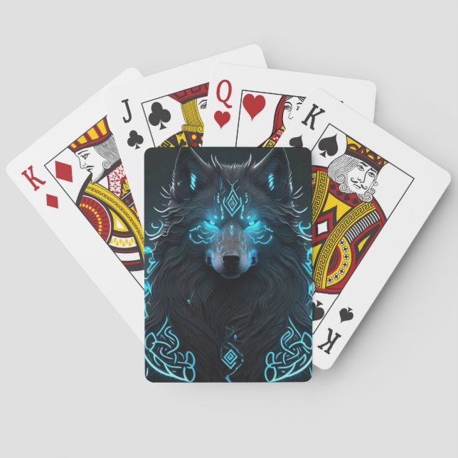 Celtic Blue Wolf Playing Cards (Back)