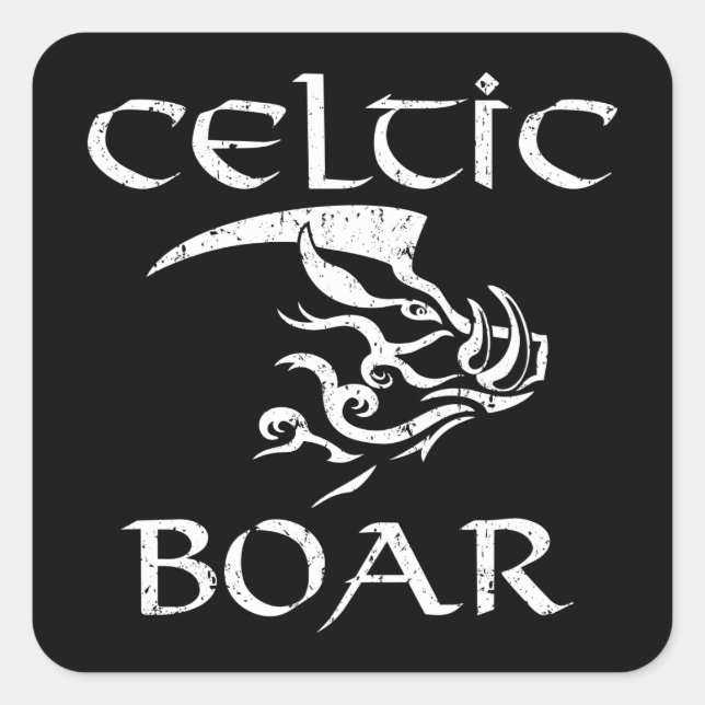 Celtic Boar Tribal Irish illustration Square Sticker (Front)