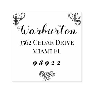 Celtic border, modern fonts self-inking stamp
