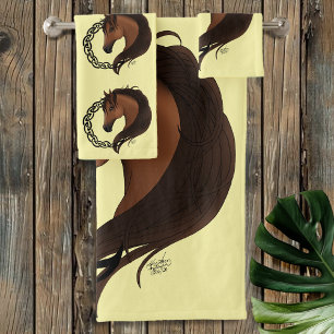 Celtic Brown Horse Yellow Bath Towel Set