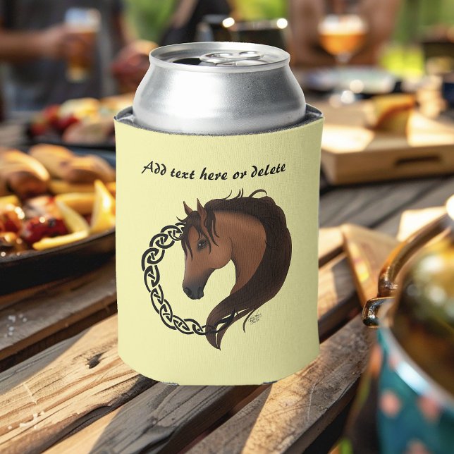Celtic Brown Horse Yellow Can Cooler (Creator Uploaded)
