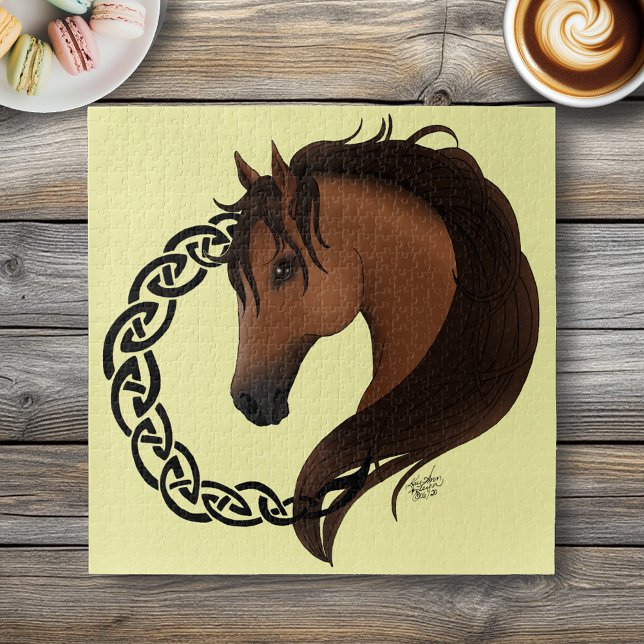Celtic Brown Horse Yellow Jigsaw Puzzle (Creator Uploaded)
