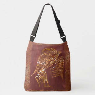 Celtic Brown Leather Tribal Crossbody Bag