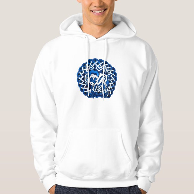 Celtic Buffalo/Bison, blue Hoodie (Front)