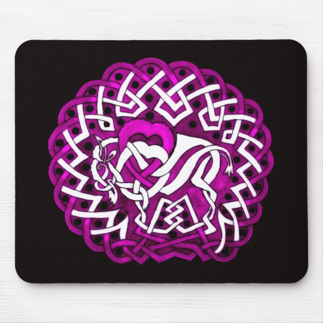 Celtic Buffalo/Bison, pink Mouse Pad (Front)