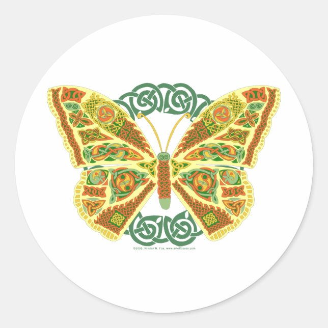 Celtic Butterfly Classic Round Sticker (Front)