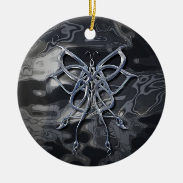 Celtic Butterfly Metal Ceramic Tree Decoration (Front)