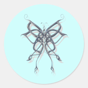 Celtic Butterfly Metal Classic Round Sticker