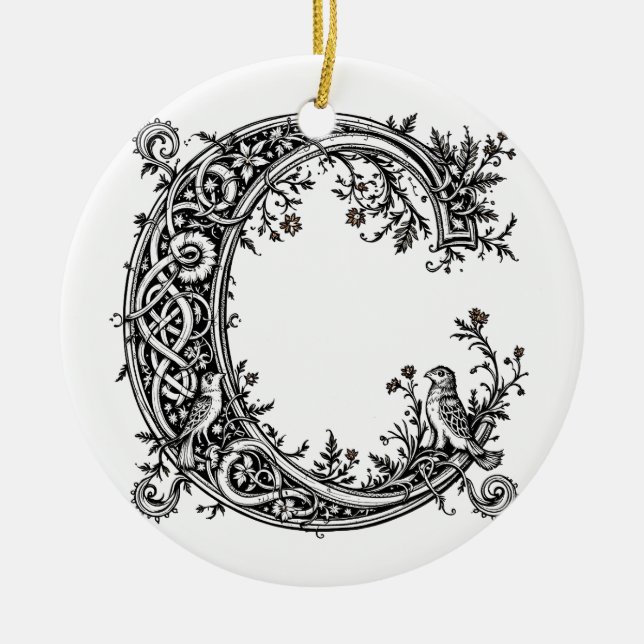 Celtic "C" with Birds Ornament (Front)