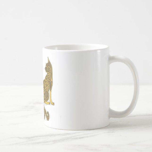 celtic cats 6 bronze gold coffee mug (Right)