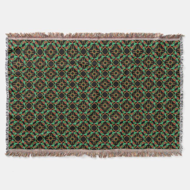 Celtic Christmas Holly Wreath Pattern Throw Blanket (Front)