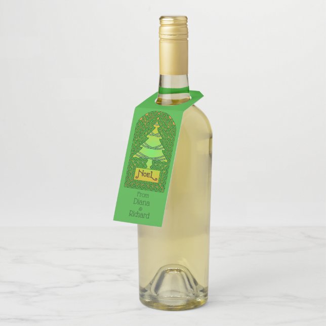Celtic Christmas Tree Bottle Tag (Angled)