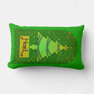 Celtic Christmas Tree - Green Lumbar Cushion