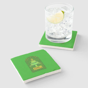 Celtic Christmas Tree - Green Stone Coaster