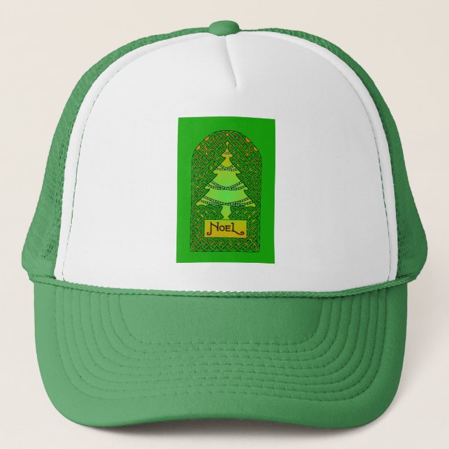 Celtic Christmas Tree - Green Trucker Hat (Front)
