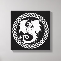 Celtic Circle Dragon Black White