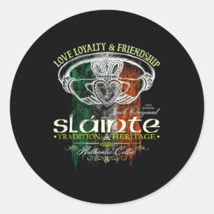 Celtic Claddagh Slainte Nge Irish Flag St. Patrick Classic Round Sticker