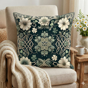 Celtic Clover Floral Charm Cushion