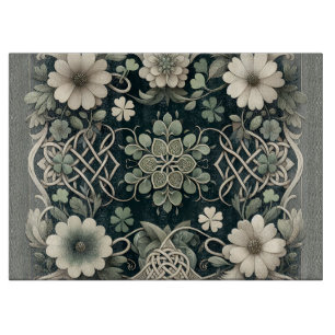 Celtic Clover Floral Charm Cutting Board