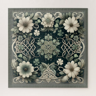 Celtic Clover Floral Charm Jigsaw Puzzle
