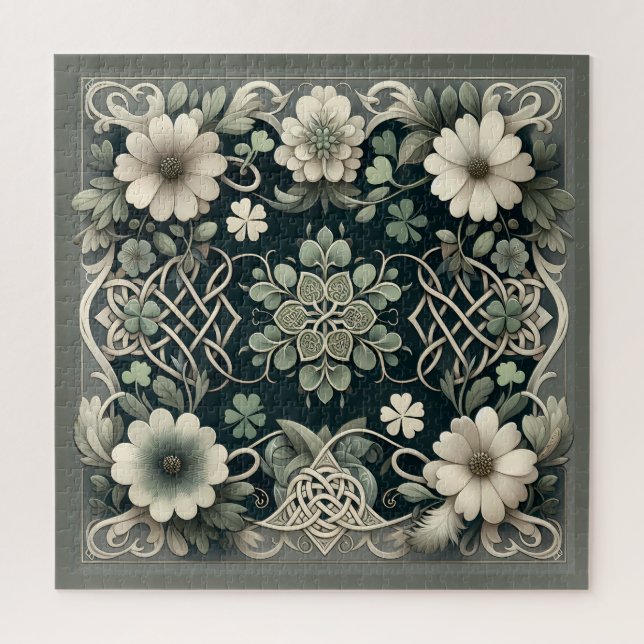 Celtic Clover Floral Charm Jigsaw Puzzle (Vertical)