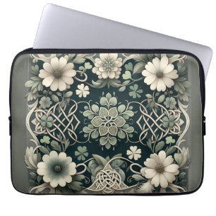 Celtic Clover Floral Charm Laptop Sleeve