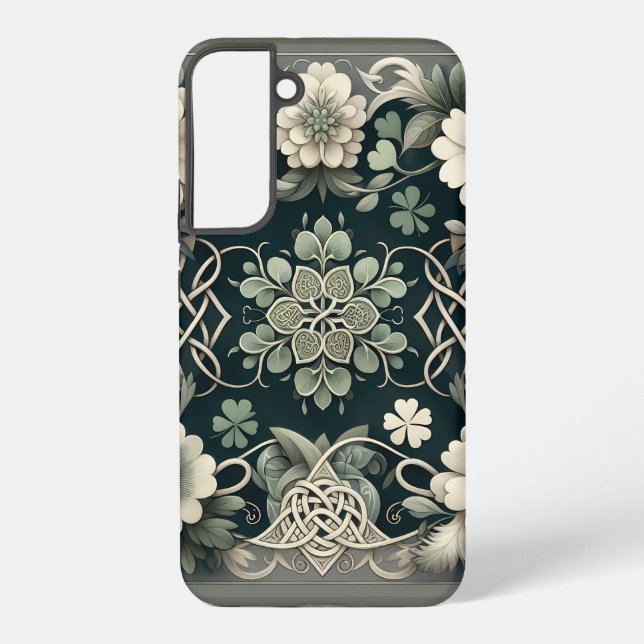Celtic Clover Floral Charm Samsung Galaxy S22+ Case (Back)