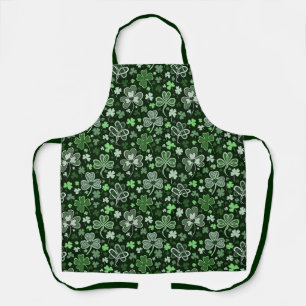Celtic Clover Pattern Green Irish Hearts Apron