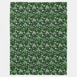 Celtic Clover Pattern Green Irish Hearts Fleece Blanket