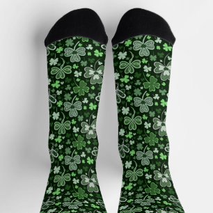 Celtic Clover Pattern Green Irish Hearts Socks