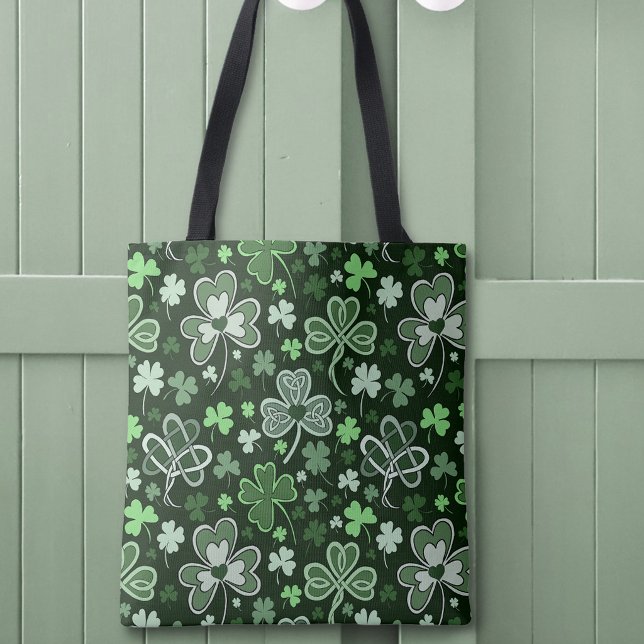 Celtic Clover Pattern Green Irish Hearts Tote Bag (Creator Uploaded)