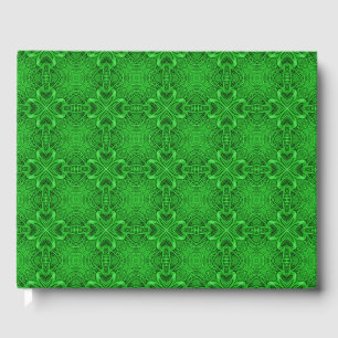 Celtic Clover Vintage Green Fractal Kaleidoscope Guest Book
