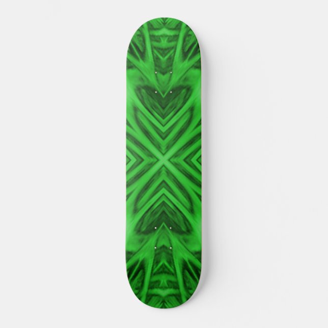 Celtic Clover Vintage Green Fractal Kaleidoscope Skateboard (Front)