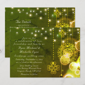Celtic Clovers and Lights All In One Wedding Invitation