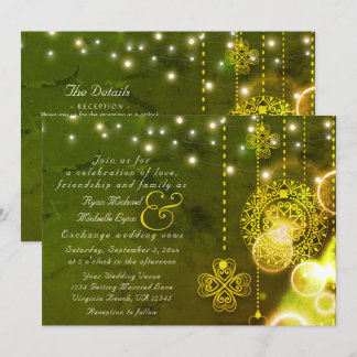 Celtic Clovers and Lights All In One Wedding Invitation